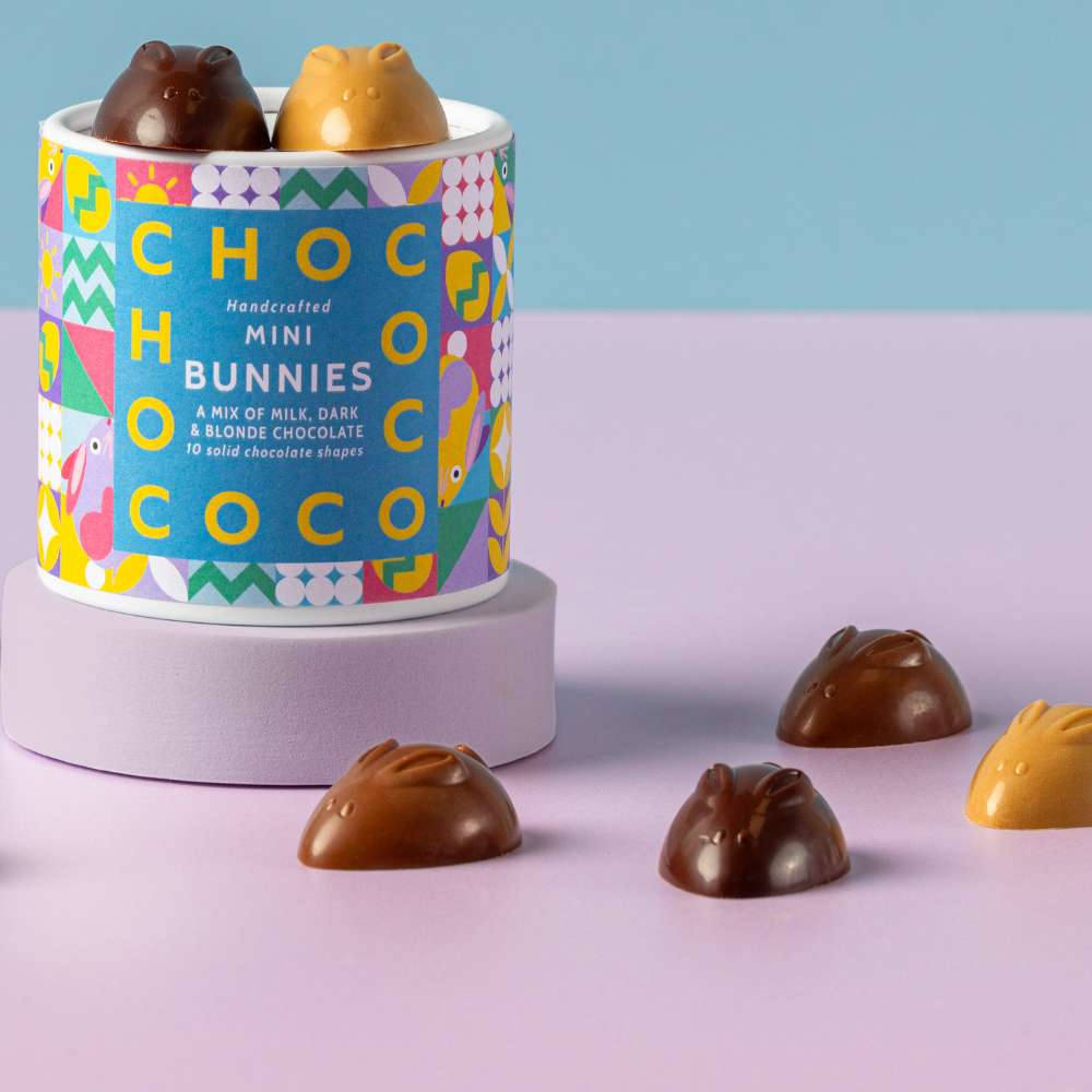 Assorted Chocolate Mini Bunnies Tube (Milk, Dark & Blonde) – view 2