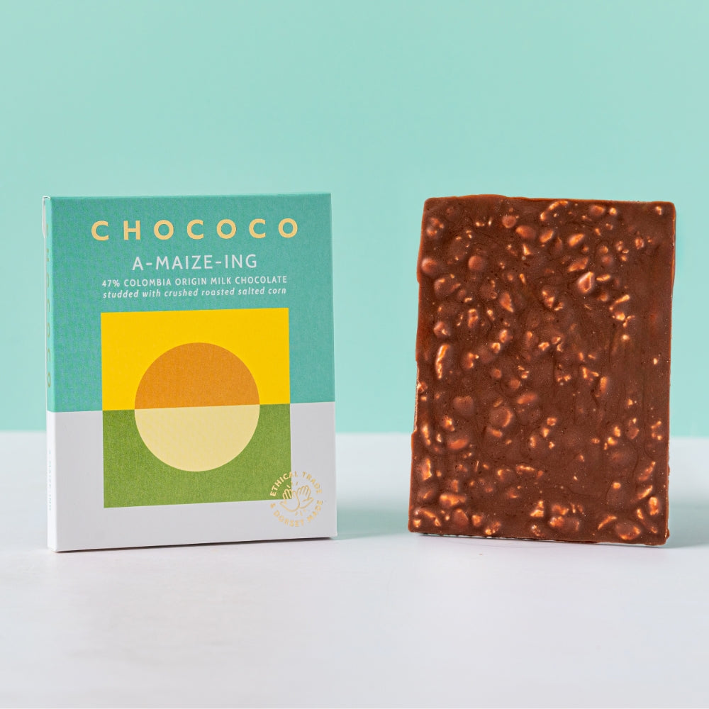 A-Maize-ing 47% Milk Chocolate Bar with roasted salted corn