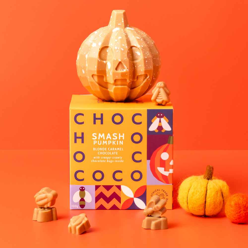 Blonde Caramel Chocolate Pumpkin with bugs inside