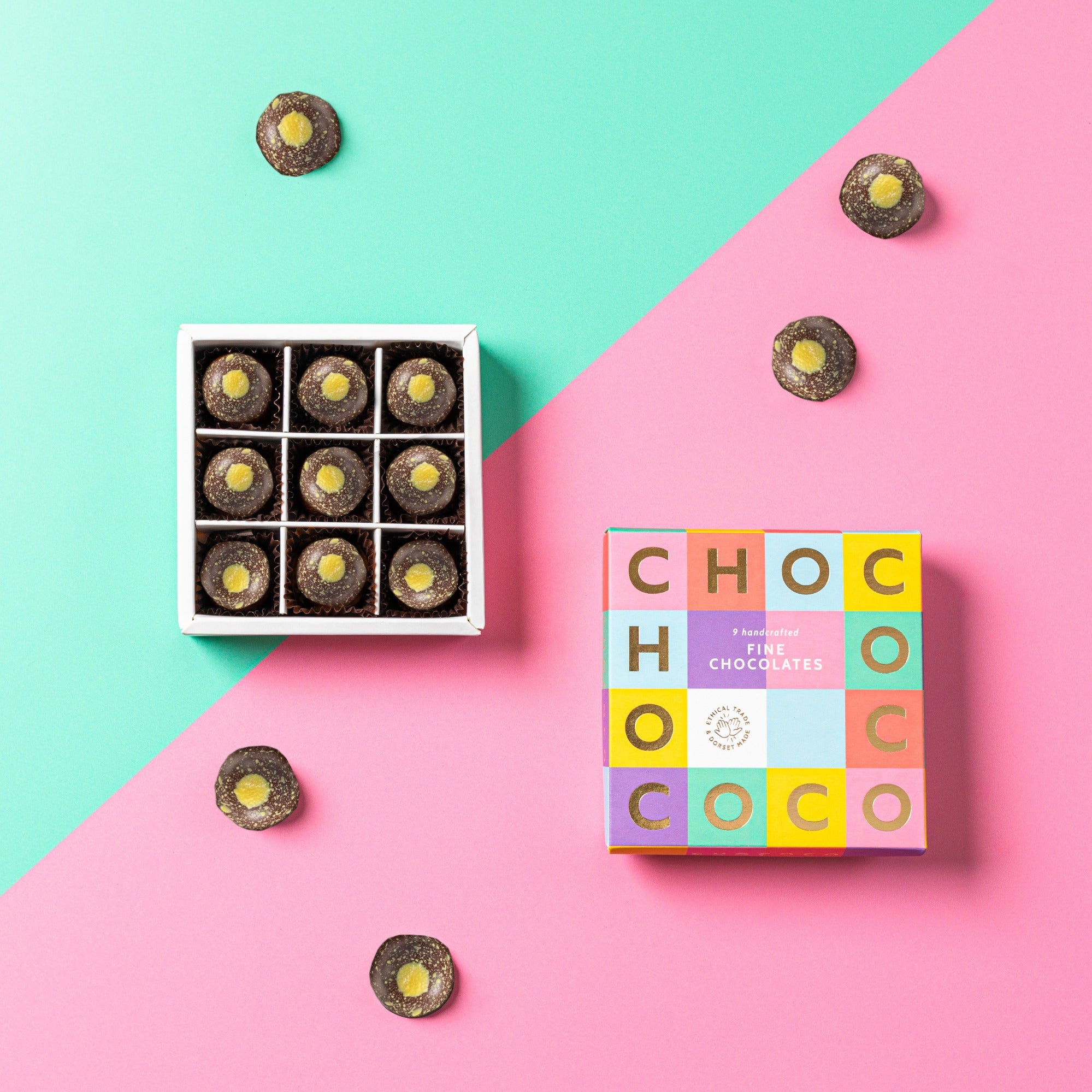 Box of 9 Cocoa Fruit Caramel Chocolates
