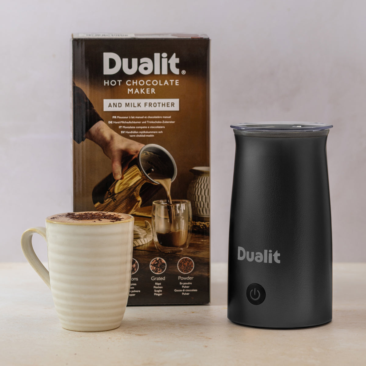 Dualit Cocoatiser (2 colours) & Choice of Hot Choc Flakes Tin – view 4