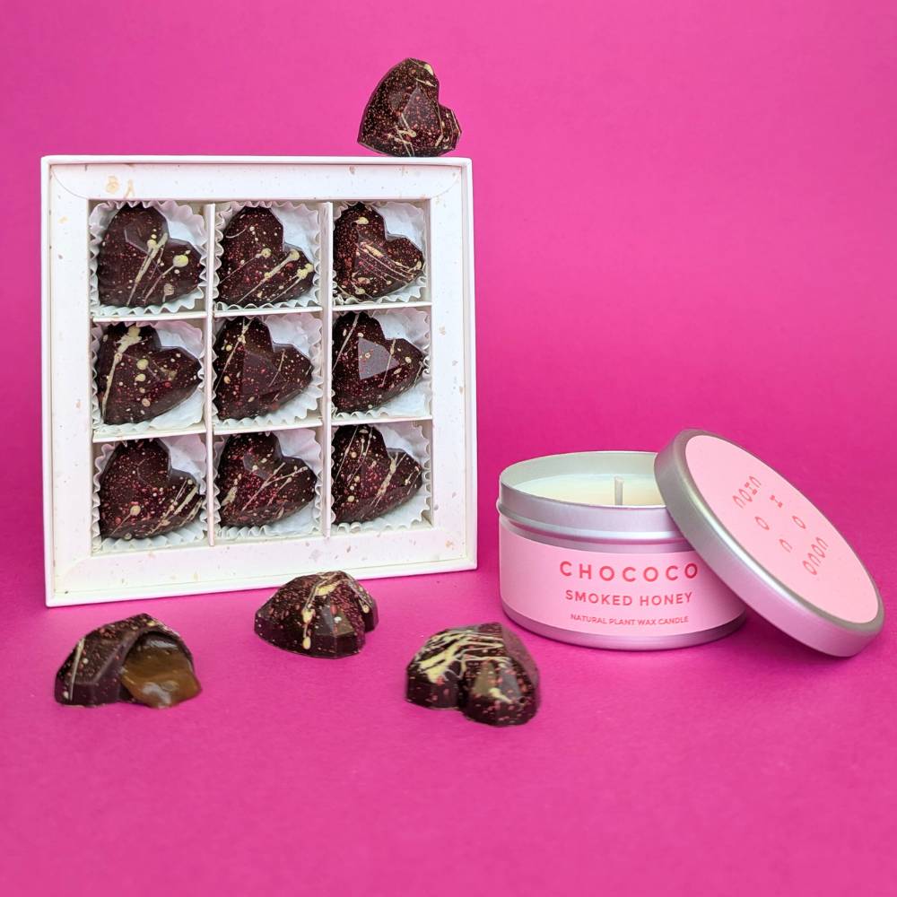 Hot Honey Caramel Hearts and Smoked Honey Candle Bundle
