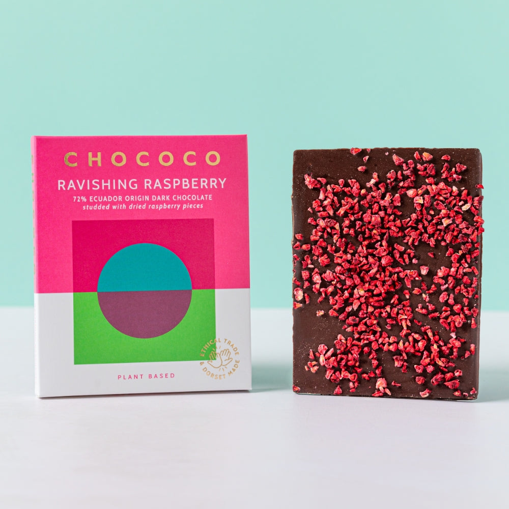 Ravishing Raspberry studded 72% Ecuador Chocolate Bar (vf)